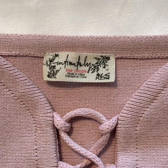Intimately Free Dusty Pink/Purple Knit Front Lace Up Baby Doll Tank Top Sm - Picture 7 of 10